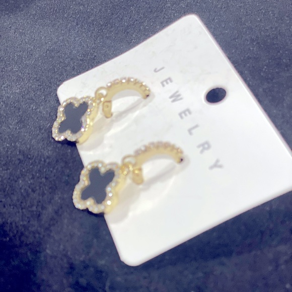 New earrings black and golden with crystal - Picture 2 of 5